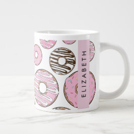 Caneca De Café Grande Rosquinhas Rosa, Rosquinhas Brancas, Espelhos, Seu
