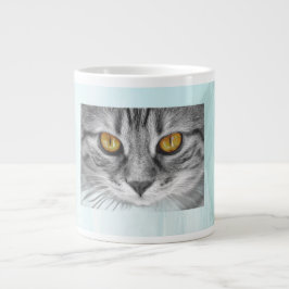 Caneca De Café Grande rosto de gato debaixo do oceano azul