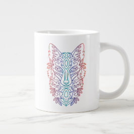 Caneca De Café Grande Rosto de lobo com gradiente artístico