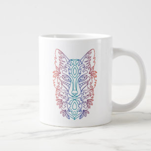 Caneca De Café Grande Rosto de lobo com gradiente artístico