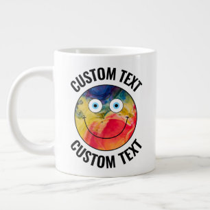 Caneca De Café Grande Rosto Feliz e Texto Personalizado Crazy Personaliz