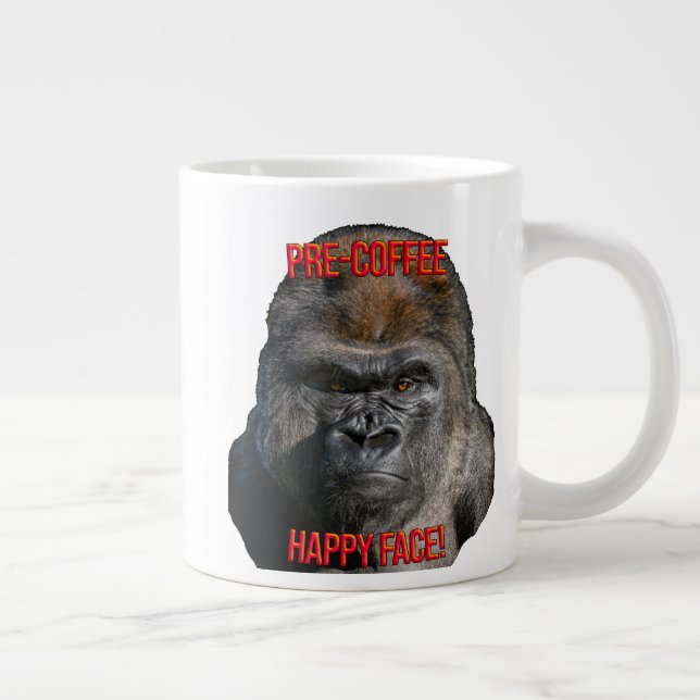 Caneca De Café Grande Rosto Feliz Pré-Café! (Direita)