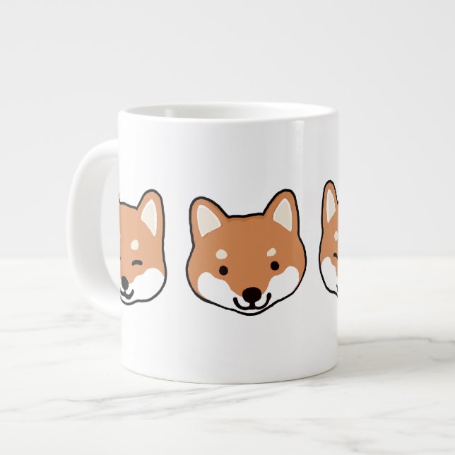 Caneca De Café Grande Rostos de Cachorro de Shiba Inu Cute (Frente Esquerda)