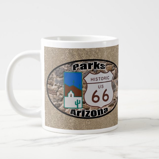 Caneca De Café Grande Rota Histórica 66 ~ Parks, Arizona (Esquerda)