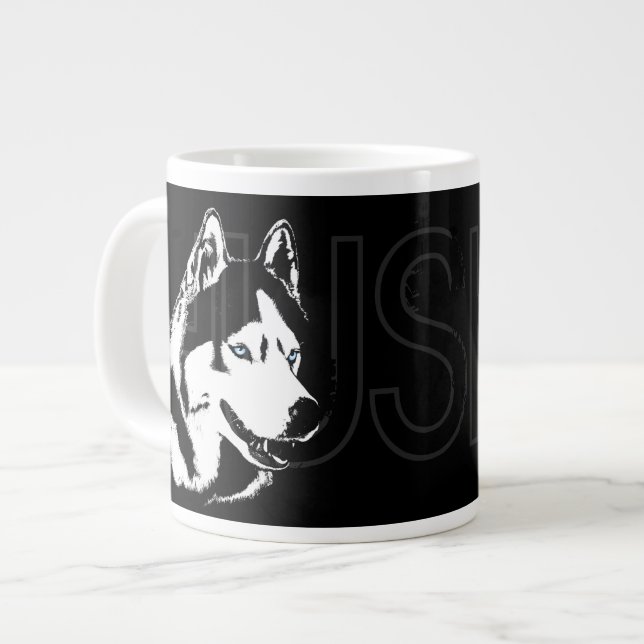 Caneca De Café Grande Rouco Café Mug De Café Siberiano Hussein Dog Cup (Frente Esquerda)