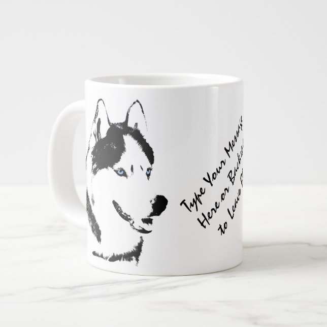 Caneca De Café Grande Rouco Jumbo Mug Siberian Husky Cup Personalizado (Frente Esquerda)