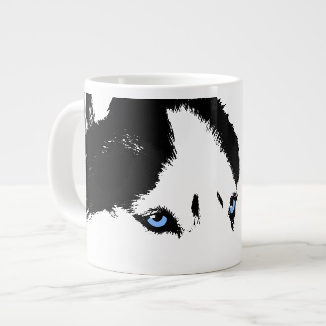 Caneca De Café Grande Rouco Jumbo Mug Siberian Husky Cup Personalizado (Frente Esquerda)