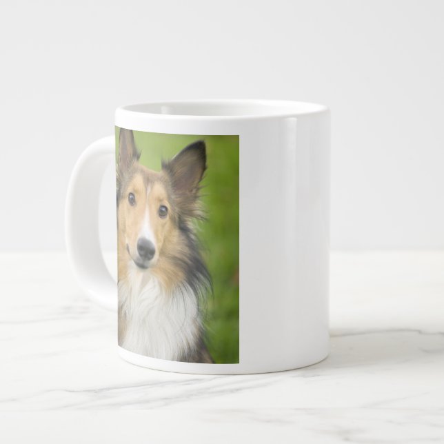 Caneca De Café Grande Rough Collie, cachorro (Frente Esquerda)