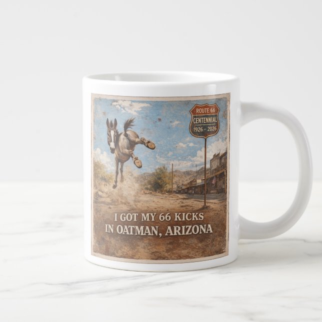 Caneca De Café Grande Route 66 Centennial Oatman Donkey Artwork (Direita)