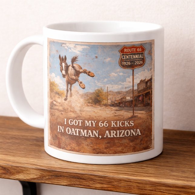 Caneca De Café Grande Route 66 Centennial Oatman Donkey Artwork (Criador carregado)