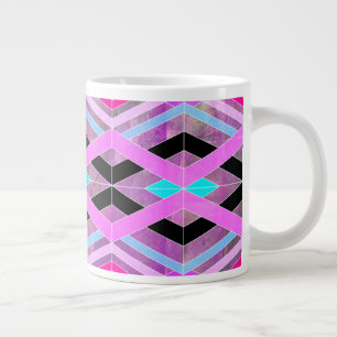 Caneca De Café Grande Roxo Rosa e Geométrico Aquático Cruzando Listras