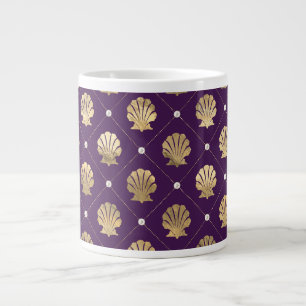 Caneca De Café Grande Roxo Roxo e Dourado Shell