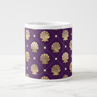 Caneca De Café Grande Roxo Roxo e Dourado Shell