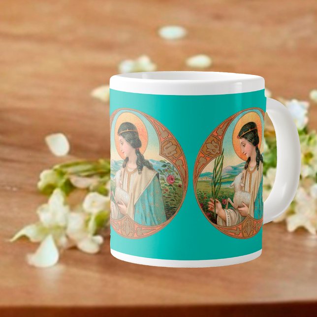 Caneca De Café Grande Rua. Agnes de Roma (BK 006) Jumbo Mug (Criador carregado)