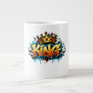 Caneca De Café Grande Rua Coroada com Grafite do Rei