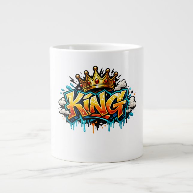 Caneca De Café Grande Rua Coroada com Grafite do Rei (Frente)