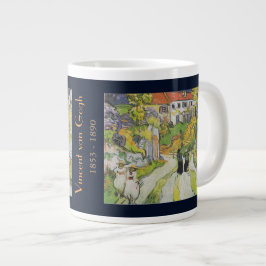 Caneca De Café Grande Rua da Aldeia e Escadas em Auvers com Dados