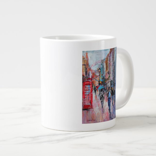 Caneca De Café Grande Rua de Carnaby do dia chuvoso (Frente Esquerda)