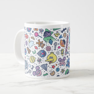 Caneca De Café Grande Rua Sésamo Padrão de porta do Sesame Pals