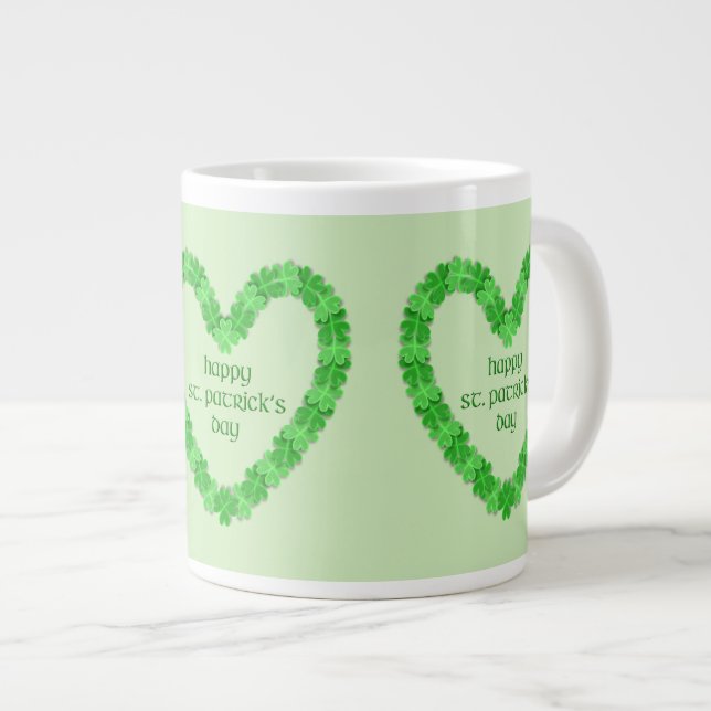Caneca De Café Grande Ruas Felizes, Coração do Dia dos Patricks (Frente Esquerda)