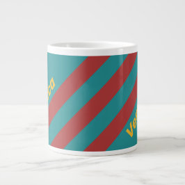 Caneca De Café Grande Ruby Reef Stripes with Name