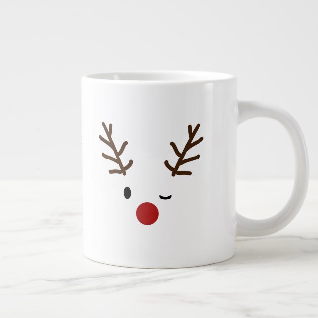 Caneca De Café Grande Rudolf O Natal Da Raindeer Vermelha (Direita)