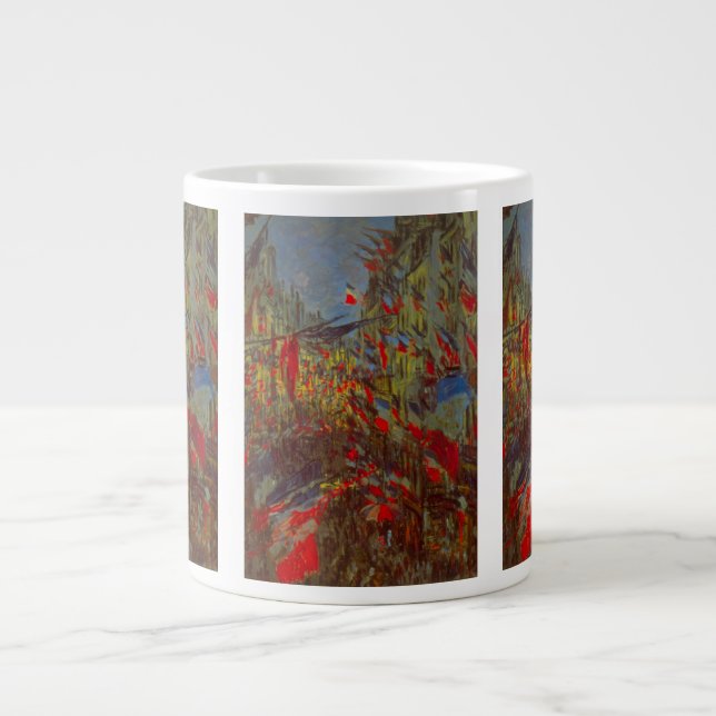 Caneca De Café Grande Rue Montorgueil com Bandeiras de Claude Monet (Frente)