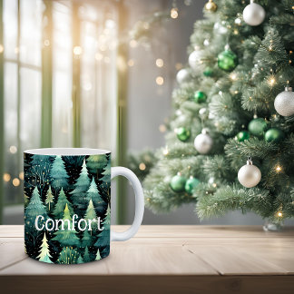 Caneca De Café Grande Rustic Woodland Green Christmas