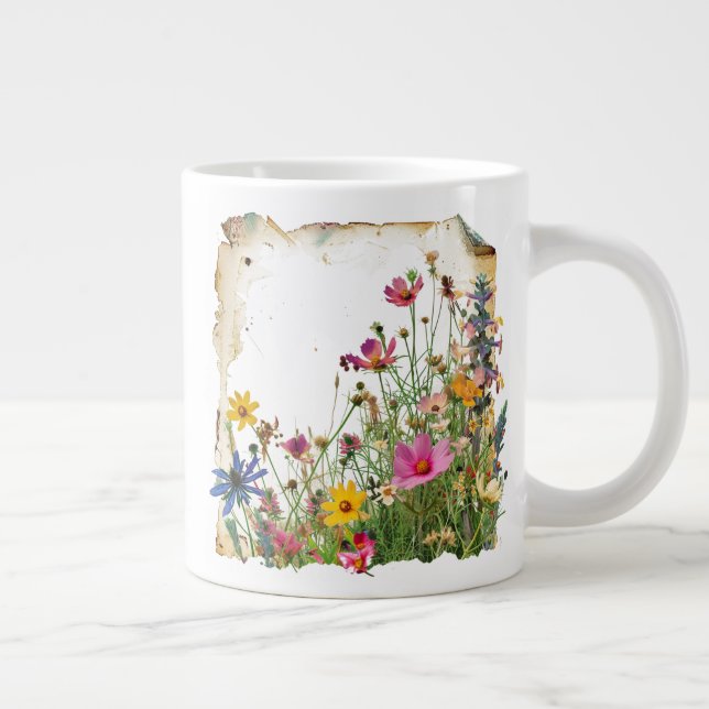 Caneca De Café Grande Rústica Queda Flores Selvagens Especiais Mug (Direita)