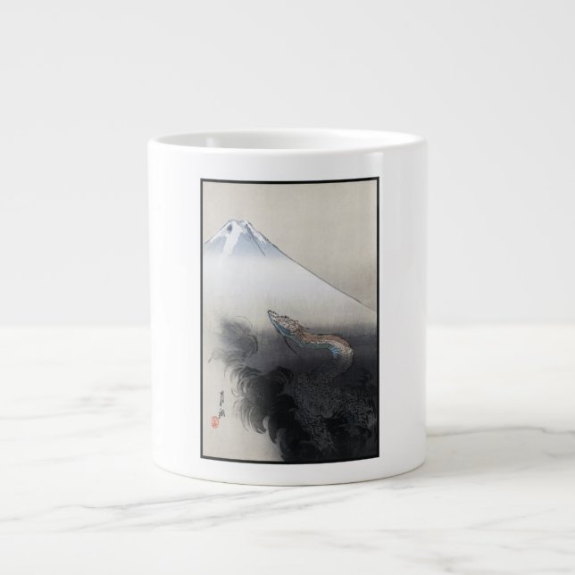 Caneca De Café Grande Ryu Shoten: Dragão Crescente sobre Fuji, Japão (Frente)