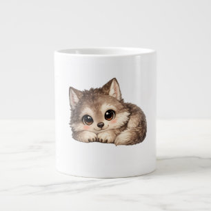 Caneca De Café Grande Saco de Estádio Transparente com Lobo Bonito de Ol