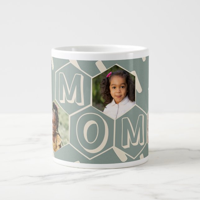Caneca De Café Grande Sage Green Hexagon Modern MOM Gift (Frente)