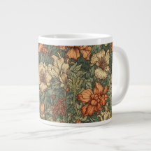Sage Verde + Laranja Floral Vintage Retro