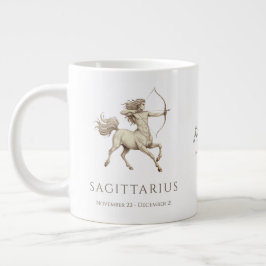 Caneca De Café Grande Sagitário Zodiac Nome Personalizado & Data de Nasc