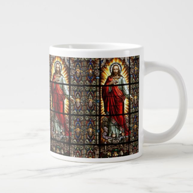 Caneca De Café Grande Sagrado Coração de Jesus Escondeu Vidro (Direita)