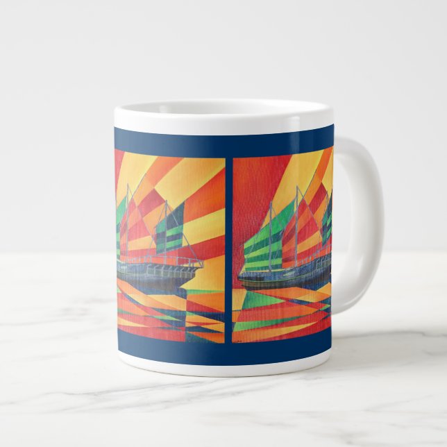 Caneca De Café Grande Sail Away Junk Pleasure Boat (Frente Esquerda)