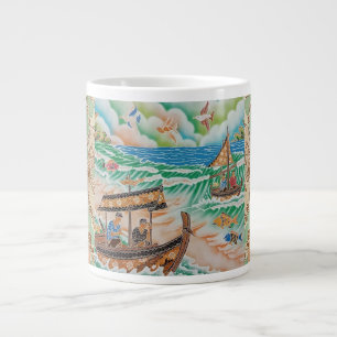 Caneca De Café Grande Sailboat Batik Serenade , Specialty Mug