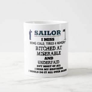 CANECA DE CAFÉ GRANDE SAILOR - SINTO FRIO, CANSADO E COM FOME