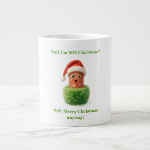 Caneca De Café Grande Salame fofo de Natal surpreendeu em verde felpudo