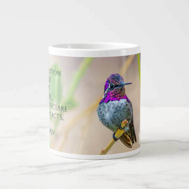 Caneca De Café Grande Salm 145:4 KJV, Hummingbird da Costa (Frente)