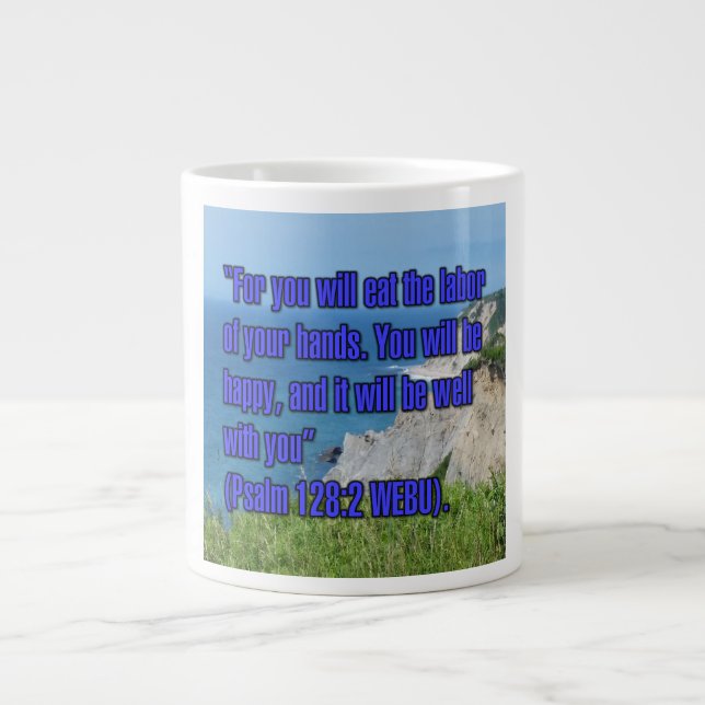Caneca De Café Grande Salmo 128:2 WEBU Mug (Frente)