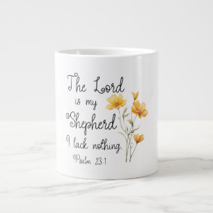 Caneca De Café Grande Salmo 23:1 O Senhor é meu Pastor Flor Amarelo