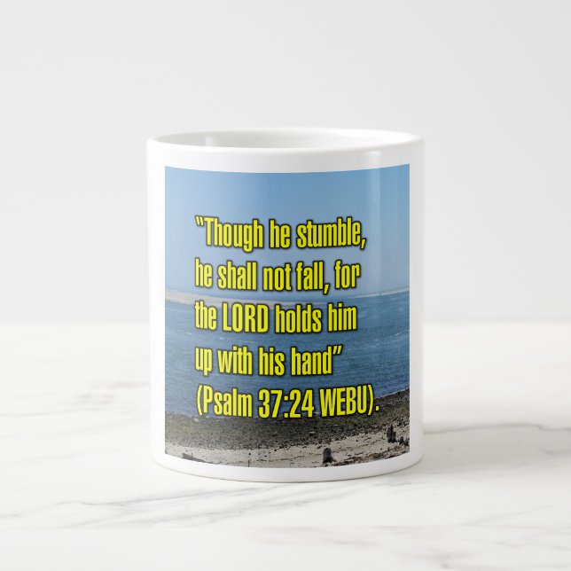 Caneca De Café Grande Salmo 37:24 WEBU Mug (Frente)
