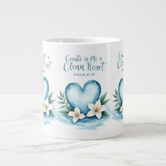 Caneca De Café Grande Salmo 51 Watercolor Heart Mug