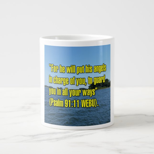 Caneca De Café Grande Salmo 91:11 WEBU Mug (Frente)