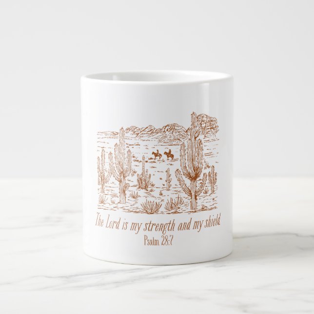 Caneca De Café Grande Salmo Ocidental 28:7O Senhor É Minha Força (Frente)