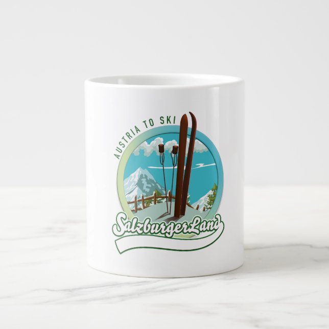 Caneca De Café Grande Salzburgerland Austrian Ski (Frente)