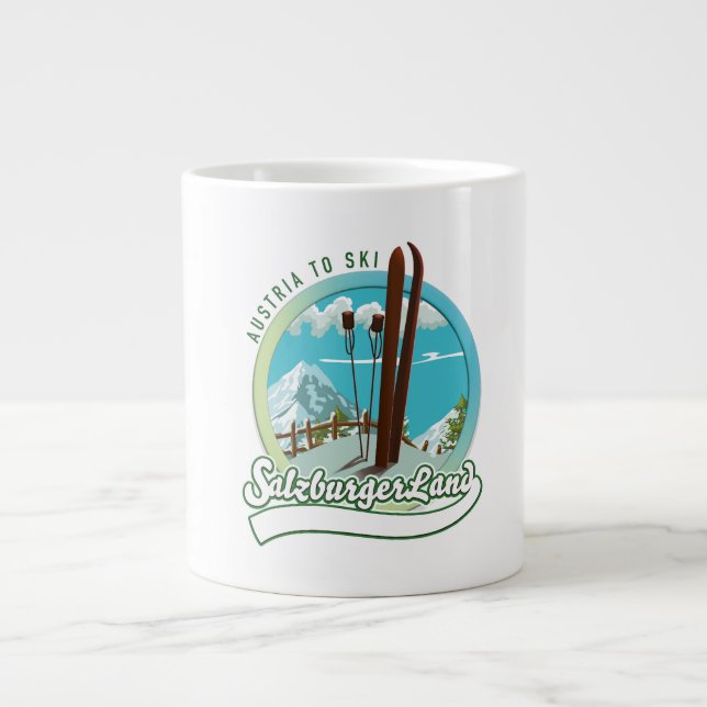 Caneca De Café Grande Salzburgerland Esqui Austríaco (Frente)