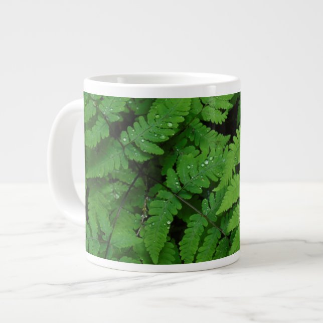 Caneca De Café Grande Samambaia com gotas de chuva, Estado de Washington (Frente Esquerda)