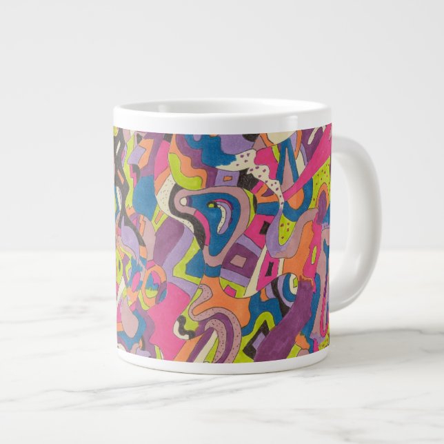 Caneca De Café Grande "Samba" Abstrato Art (Frente Esquerda)